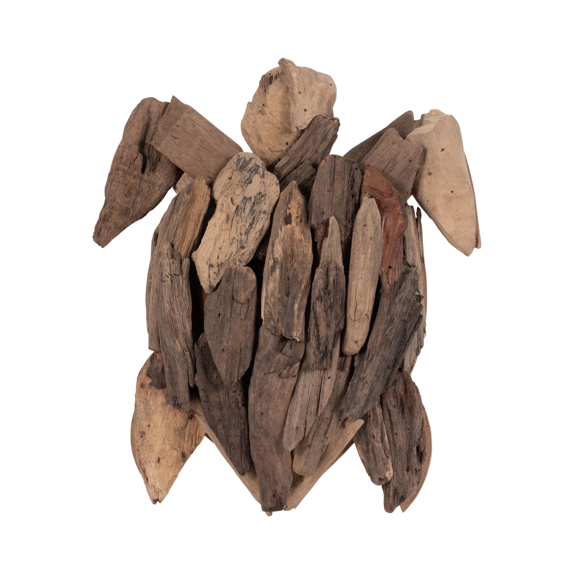 Driftwood Turtle Figurine Sculpture for Home Decor - Decorative Statue for Bathroom, Office, and Living Room Styling - Coastal Accent for Entryway and Bedroom Wall Decor - 12", Brown