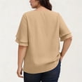 thumbnail image 4 of yillto Women Plus Size Blouse Ruffle Short Sleeve Dressy Fashion Tunic Tops Crewneck Loose Business Shirts, 4 of 7