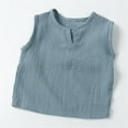 thumbnail image 4 of Loopsun Toddler Summer Tops, Shirts For Kids Sleeveless Solid Round Neck Crop Top For Girls And Boys Tank Top Tee Blue 3-4 Years, 4 of 5