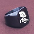 thumbnail image 3 of PAMTIER Men's Stainless Steel Square Vintage Animal Domineering Horse Punk Ring Black Size 10, 3 of 5