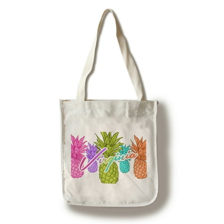 Virginia Tech Hokies Tote Bag Virginia - Rainbow Pineapples - Lantern Press Artwork (100% Cotton Tote Bag - Reusable) ()