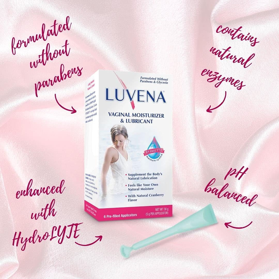 Luvena Moisturizer - Vaginal Moisturizer & Menopause Support for Women - Feminine Intimate Dryness, Redness, Irritation, Burning Symptom Relief - Water Based, Paraben & Glycerin Free - (2 Pack)
