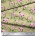 thumbnail image 2 of Soimoi Beige Velvet Fabric Grass & Flamingo Bird Fabric Prints By Yard 58 Inch Wide, 2 of 3