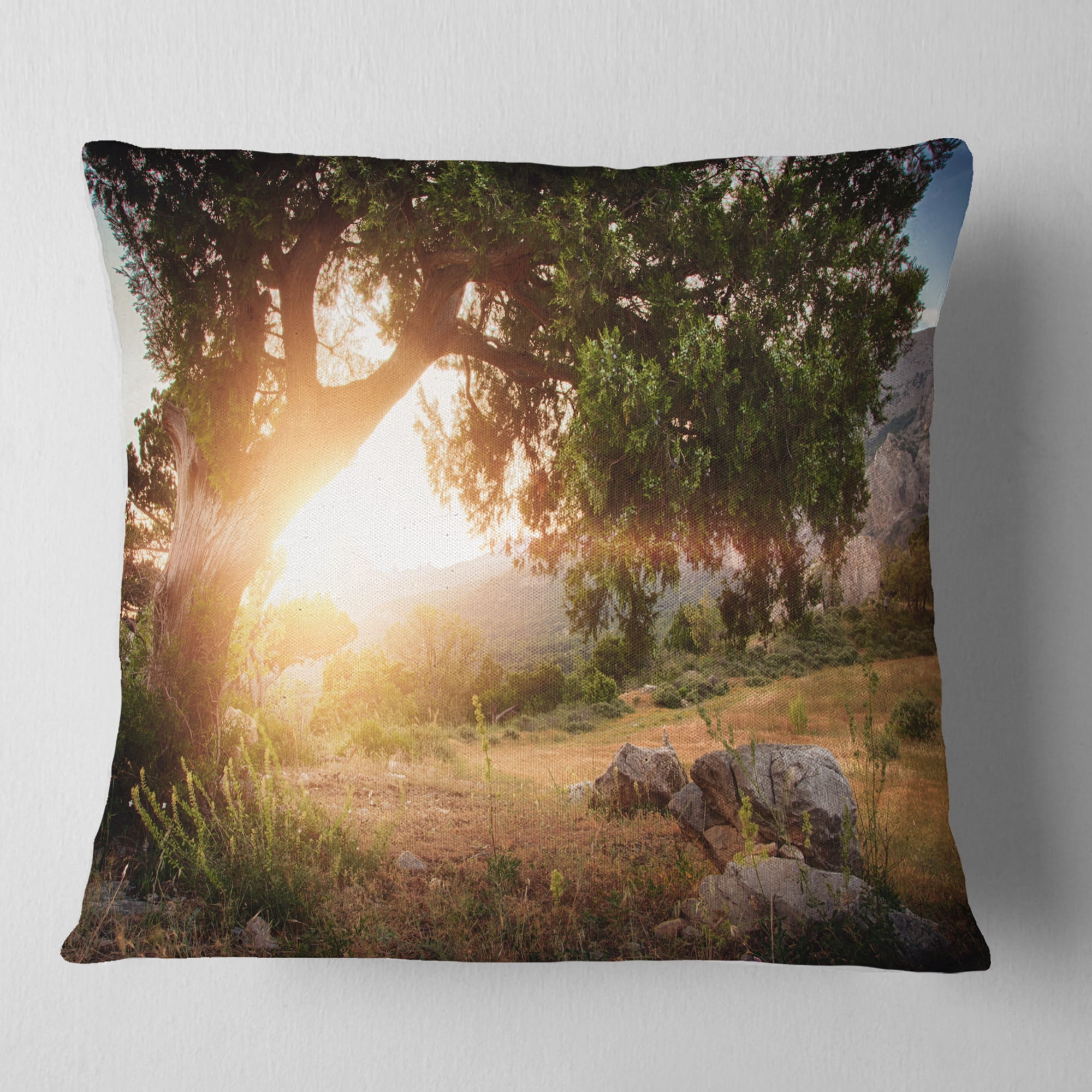 Designart Picturesque Foros Mountains - Abstract Throw Pillow - 18x18