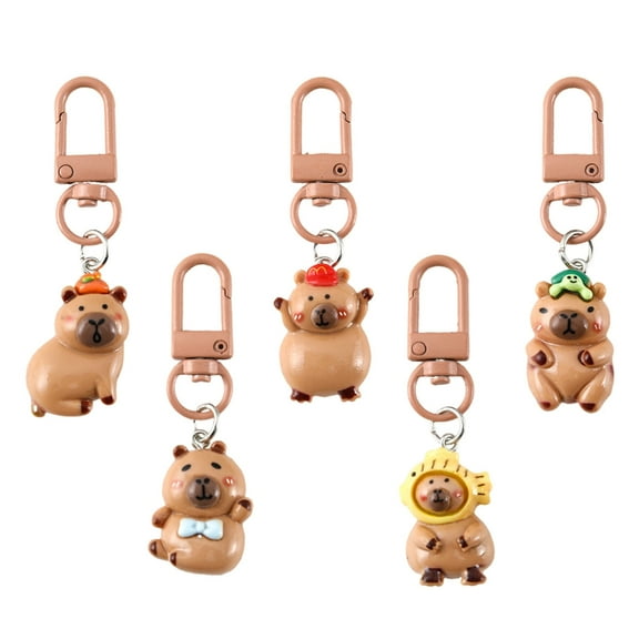 MANNYA Playful Capybaras Keyring with Interchangeable Outfits Portable Sturdy Resin Holder Accessory Portable for All Ages
