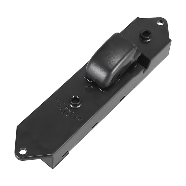 mr194829 panel de botones de elevación del interruptor de la ventana principal del lado derecho delantero para mitsubishi lancer montero sport mirage repuesto negro de plástico con un botón basculante central, montaje rectangular de 14x2.9x5 cm con orificios de fijación y grabado MR194829, para puerta delantera derecha y compatible con los modelos indicados.