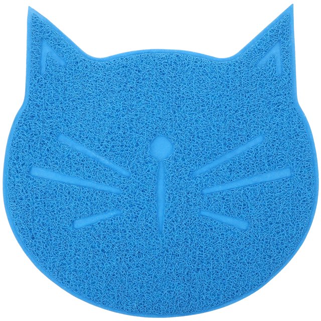 Blue PVC Cat Feeding Mat for Home Use Durable Non Skid Waterproof Protects Floor 12.6 x 16.5 inches