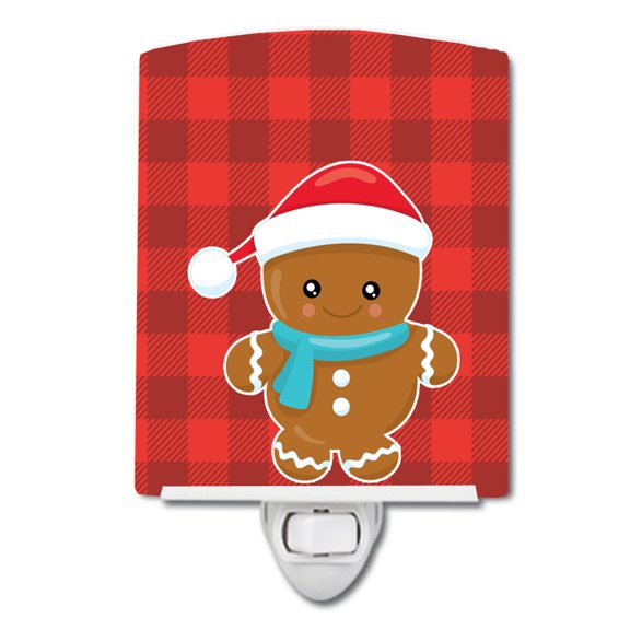 Caroline's Treasures BB8777CNL Christmas Gingerbread Santa Hat Ceramic Night Light, 6x4x3", multicolor
