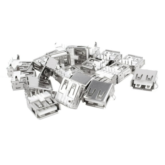 Unique Bargains 20pcs Right Angle 4 Pins DIP PCB Mount USB A Female Jack Solder Connector