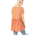 thumbnail image 3 of Zenana Women & Plus Round Neck Brushed DTY Short Sleeve Ruched Tunic Blouse Top, 3 of 4