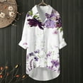 thumbnail image 2 of Blusa con bolsillo y estampado de solapa con botones de manga larga informal para mujer Pompotops FGAJ20484, 2 of 5