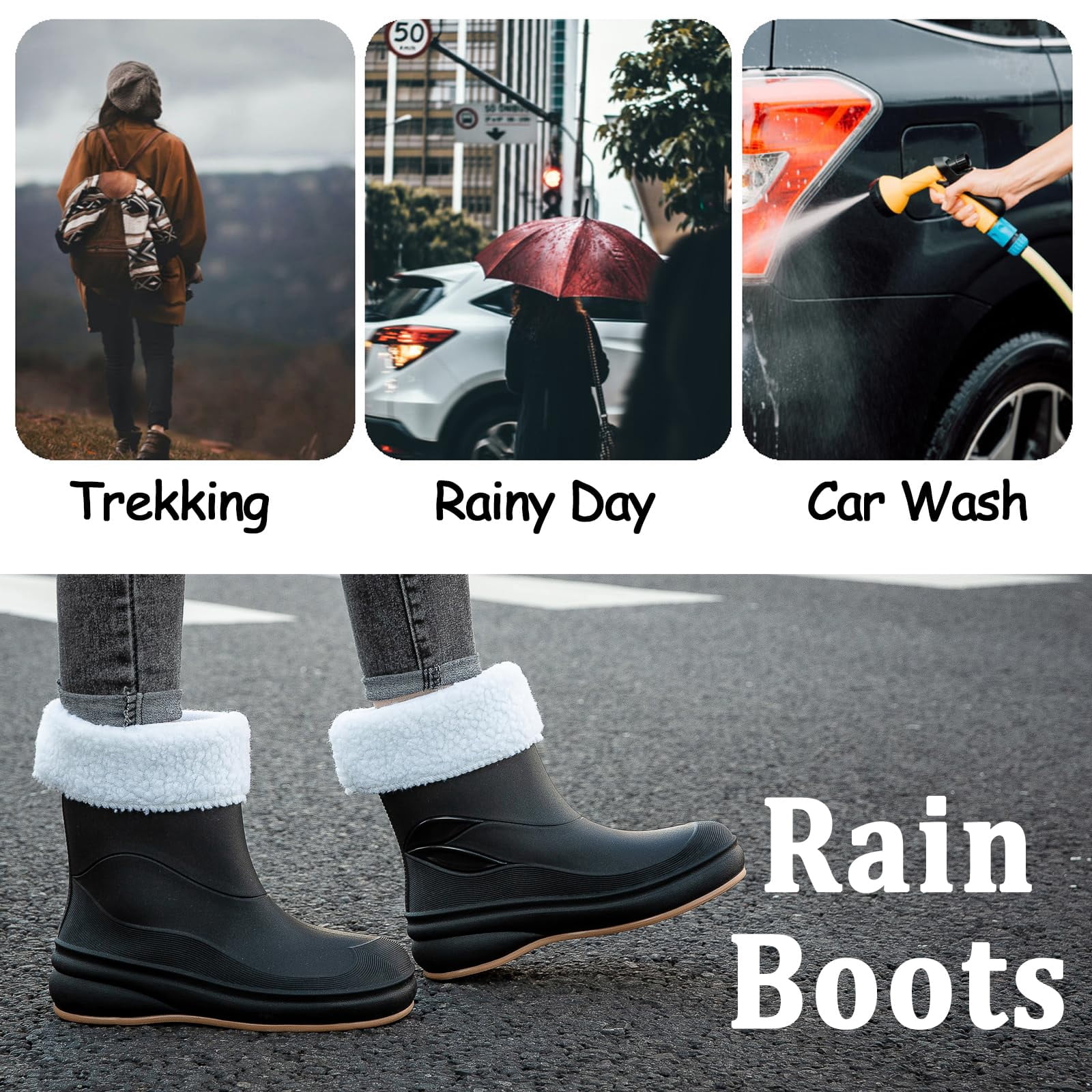 AUXDIQ Rain Shoes Women Men Mid-calf Boots Waterproof Rain Boots Outdoor Garden Shoes