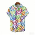 thumbnail image 5 of Short Sleeve Shirts for Men Valentine's Day Print Button Collared Blouses Loose Mens Tops, 5 of 5