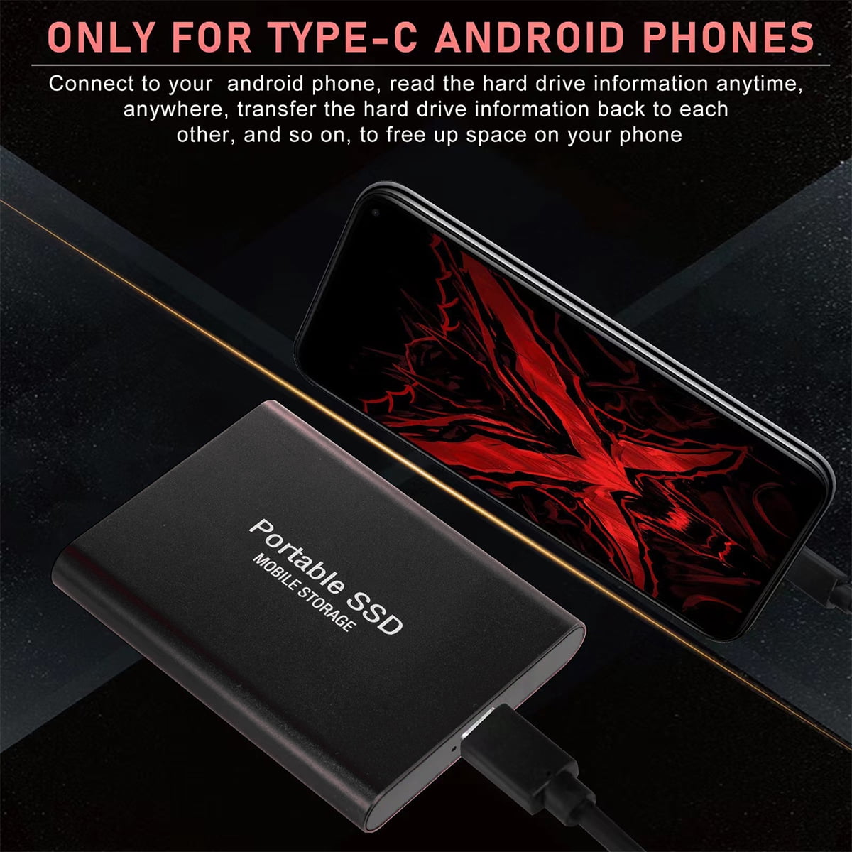 1 Terabyte TB (976GB), External SSD Solid State Hard Backup Drive, 20mbps, Type-C to USB 3.1, Metal, High Speed