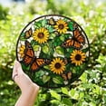 thumbnail image 4 of Sunflower Butterfly Stained Glass Suncatcher, Round Window Hanging Panel, Handmade Bright Floral Garden Decor, Nature-Inspired Sun Art, 4 of 6