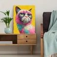 thumbnail image 5 of Colorful Grumpy Cat Canvas Print, Abstract Pet Art, Modern Home Wall Decor, 5 of 8