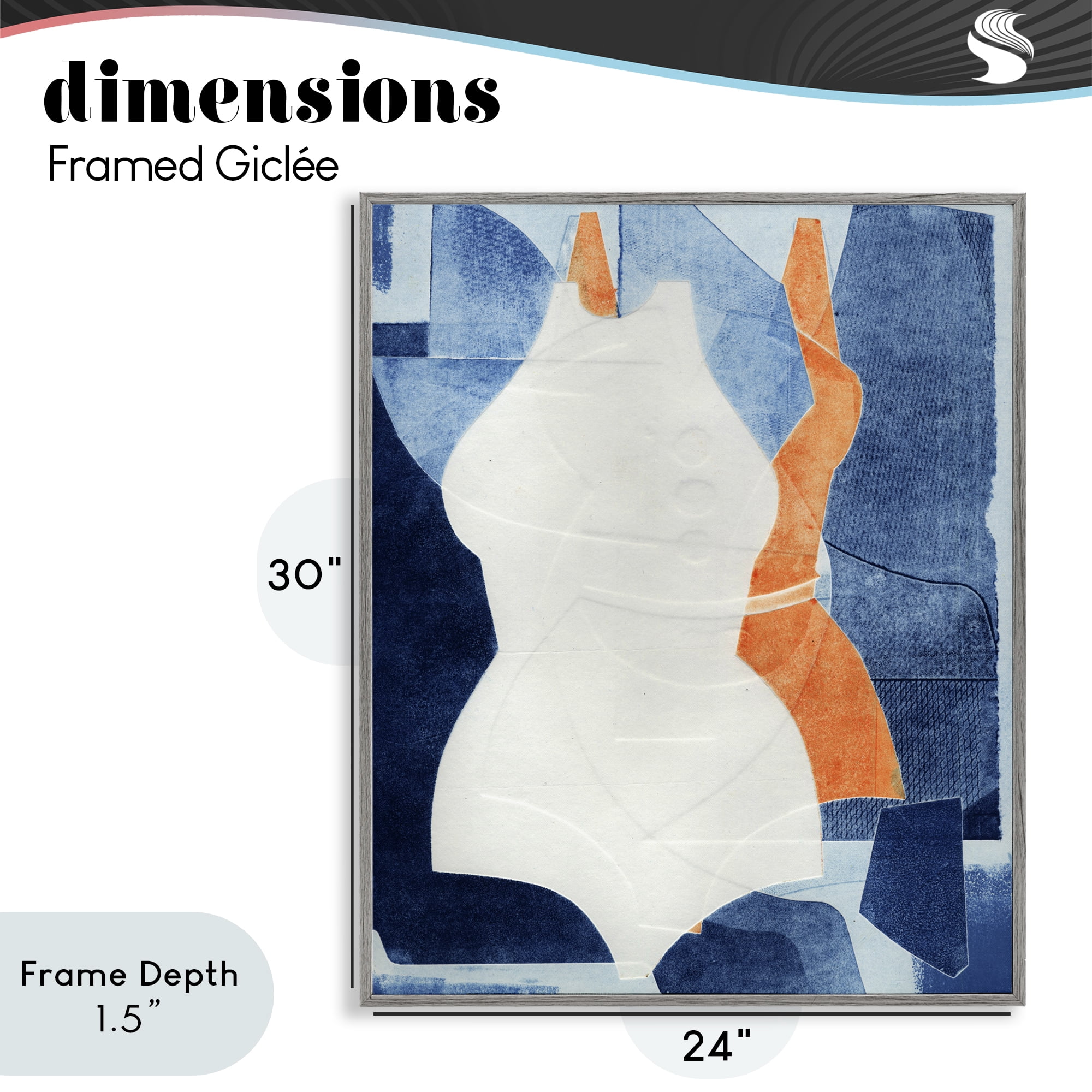 Stupell Industries Abstract Fashion Shapes Blue Gray Framed Giclee Art, design by Stacy Milrany