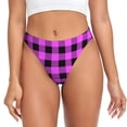 thumbnail image 1 of Fotbe Purple Black Buffalo Plaid Tanga Sin Costuras para Mujer con Estampado – Panties Invisibles, Transpirables y Cómodos para Uso Diario-Large, 1 of 6