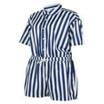 thumbnail image 2 of Men ‘s Summer Playsuit Stripe Print Short Sleeve Jumpsuit Drawstring Waist One Piece Shorts Set, 2 of 6