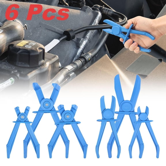 6 Pcs Nylon Hose Pinch Off Pliers Line Clamp Pliers Set for Automotive Brake Coolant Fuel Lines Flexible Hoses Professional Mechanic Workshop Tool (Blue)
