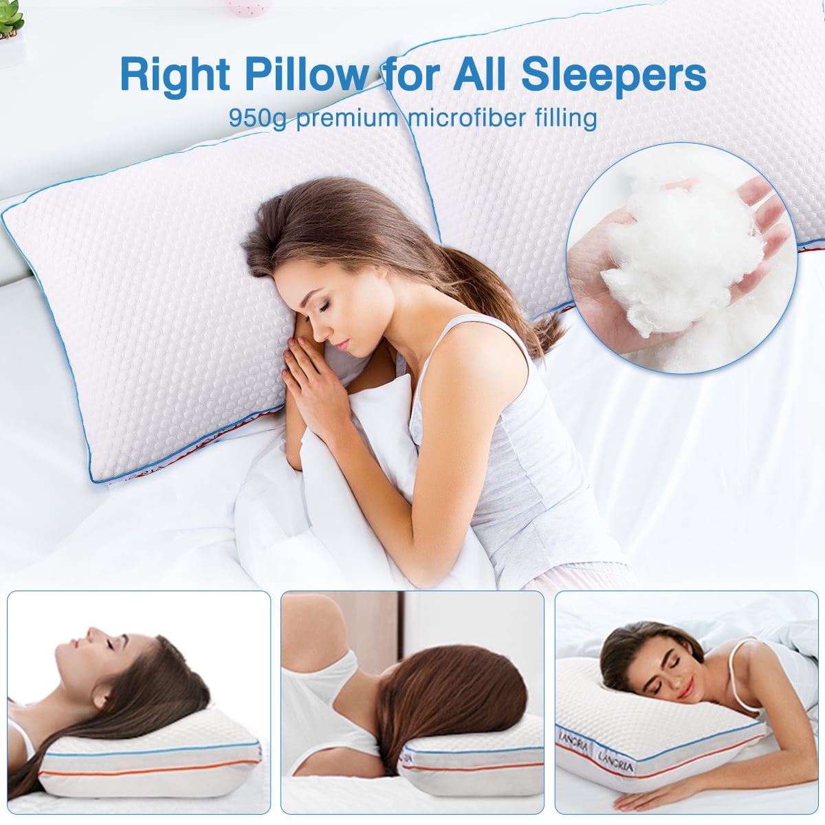 PillowReversible Bed Pillow for Sleeping, Premium 3D Mesh Gusset