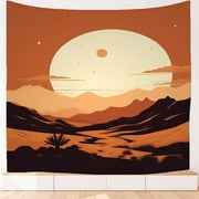 Decorative Hills Boho College Tapestry Desert Landscape Noon Washable College Tapestry Ethnic Design Pattern Durable Tapestry, for Bedroom Dorm Living Room College House (51x59 Inch)