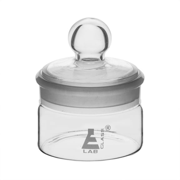 Weighing Bottle, Low Form, 50ml capacity, Borosilicate Glass with Interchangeable Ground Stopper - Eisco Labs