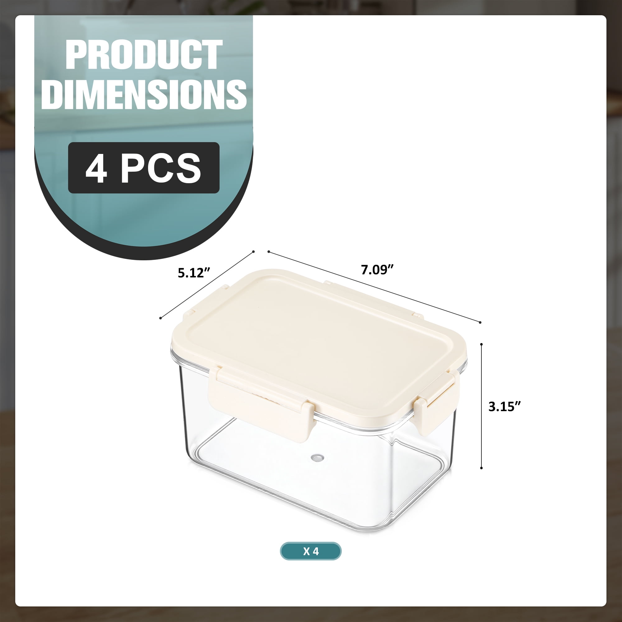 Sorbus 4-Pack Clear Standard Rectangle Food Storage Containers with Lids, Stackable