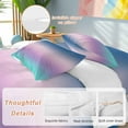 thumbnail image 4 of Blue Purple Duvet Cover Set California King Size Pink Teal Gradient Soft Lightweight Comforter Covers 4 Piece Bedding Set with 1 Duvet Cover 1 Bed Sheet & 2 Pillow Shams, 4 of 8