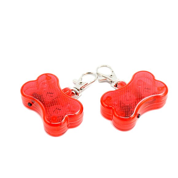 2 colgantes LED brillantes para perros con localizador de huesos antipérdida para mascotas (rojo)
