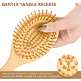 thumbnail image 3 of Natural Wooden Round Hair Brush - Wooden Cushion Massage Comb for Straight and Curly Hair, Promotes Scalp Blood Circulation,Blackish Green, 3 of 7