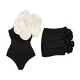 thumbnail image 1 of Traje de baño de una pieza con relleno y un solo hombro con flores tridimensionales en 3D para mujer, 1 of 6
