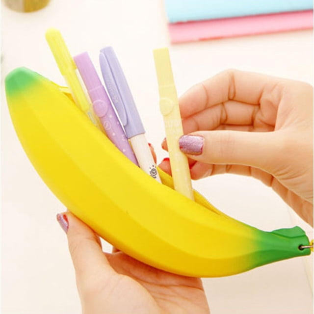 Novelty Silicone Portable Banana Coin Pencil Case Purse Bag Wallet Pouch Keyring