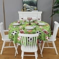 thumbnail image 2 of Green Soccer Comic Pattern Round Tablecloth 60"x60",Wrinkle Wipeable Table Cloth for Kitchen Dining Room Picnic Patio Party, 2 of 6