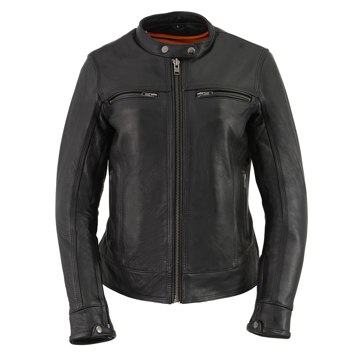 Milwaukee Leather MLL2552 Womens Cool-Tec Black Leather Triple Stitch Scooter Jacket