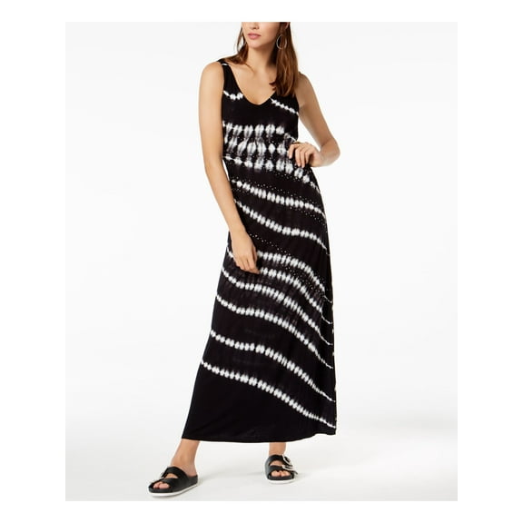INC Womens Black Printed Sleeveless V Neck Maxi Dress Size: S