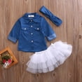 thumbnail image 4 of Kids Baby Girl Denim Tops Shirt+Tutu Skirts Dress 3pcs Outfits Set, 4 of 6