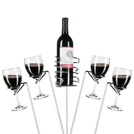 Best Choice Products Set of 5 Reinforced Stainless Steel Wine Glass Rack Holder Stakes for Bottles, Candles, Hands-Free Outdoor Picnics, and Travel, (Best Wine Under 100)