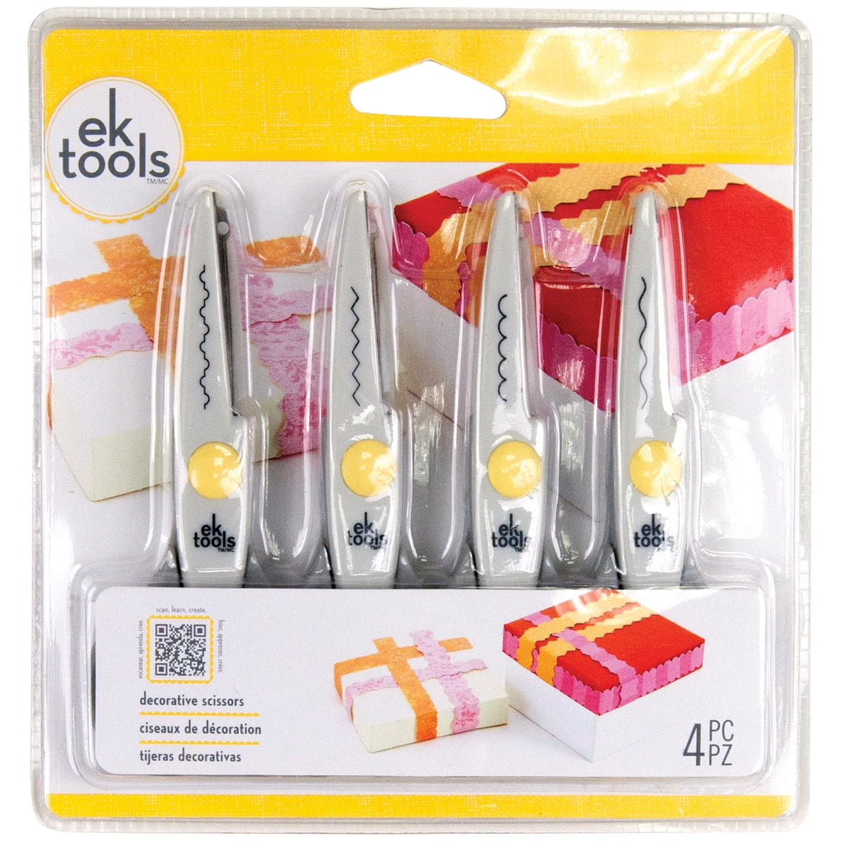 Decorative Scissors 5.5', Deckle, Wave, Scallop & Zigzag, 4 Per Package