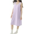 thumbnail image 2 of Antinious Womens Casual Nightdress Pajama Tank Tops Solid Sleeveless Crew Neck Long Sleepdress With Built In Bra,Holiday!Nightgowns for Women,Women Pajama Dress,Purple,M, 2 of 5