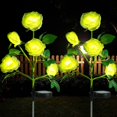 thumbnail image 3 of Rirool 2-Pack Solar Rose Flower Stake Lights, 10 Waterproof LED Flowers for Outdoor Garden, Pathway, Patio, Yard Decoration, Blue - Yellow, 3 of 9