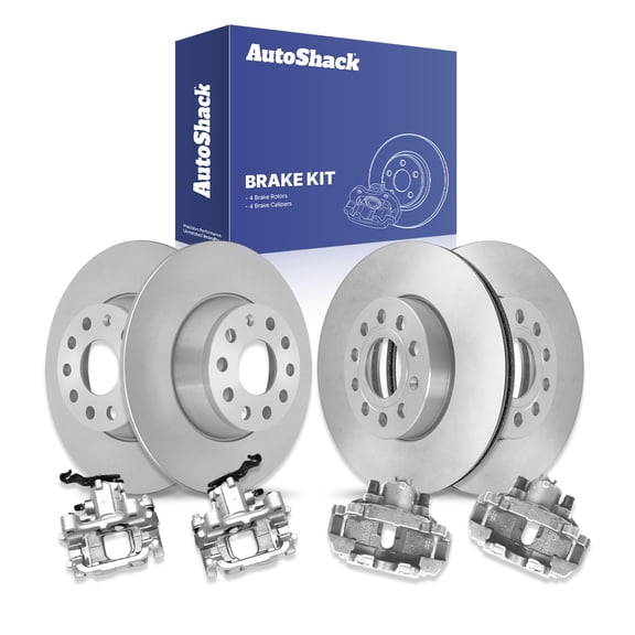 AutoShack Front & Rear Brake Rotors & Calipers for Volkswagen, Jetta 2010-2014 Golf 2010-2014 Beetle 2012-2013, FWD L4 1.4L 2.0L L5 2.5L