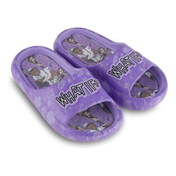 Paramount Girls Krasinski's Charm Slides, Printed Slip-on What IF Slippers for Kids Lavender - 3