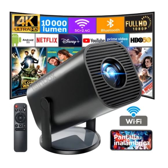 Proyector P30 Pro Mini LED WiFi Bluetooth Android 12 10000lm 1280x720px Modelo Negro