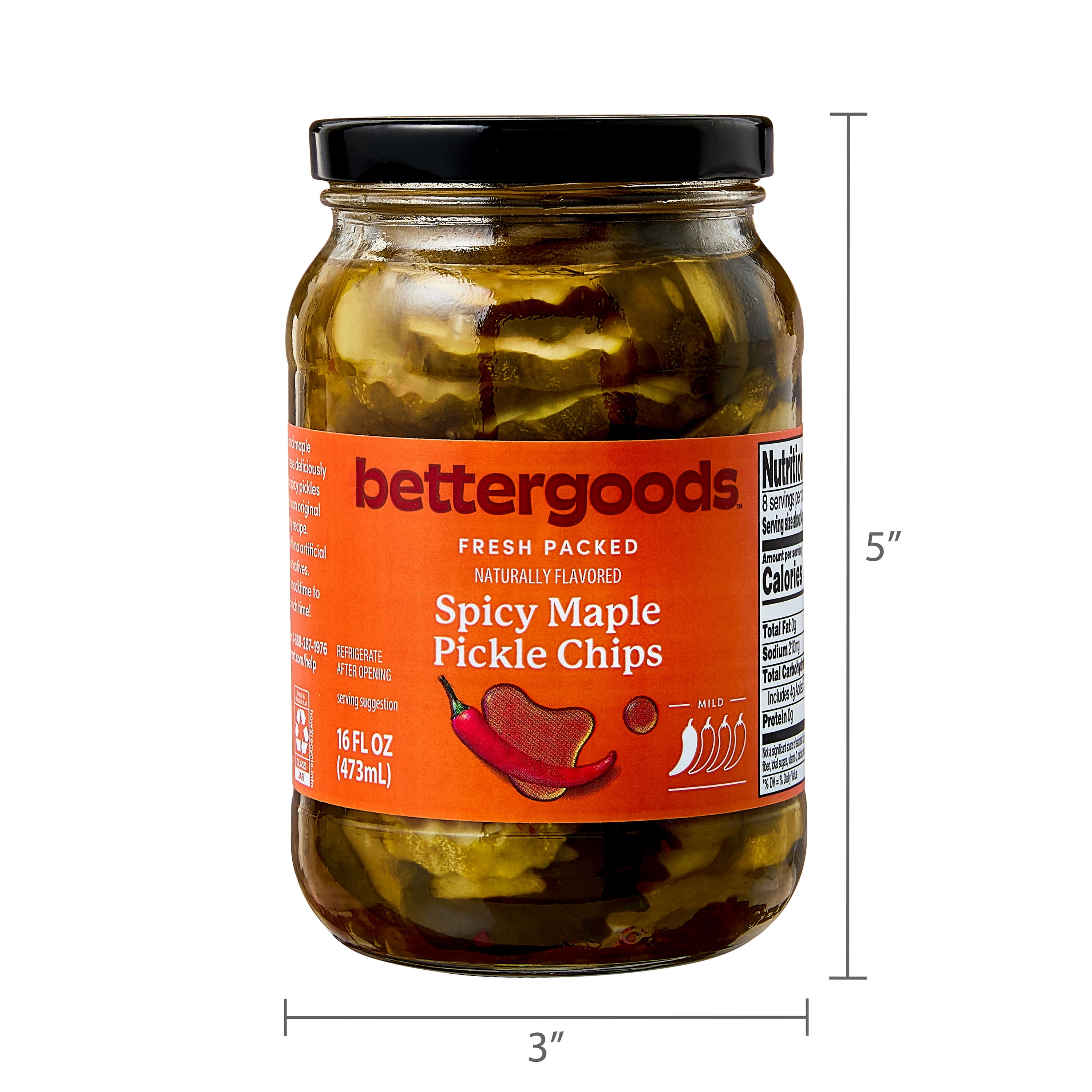 bettergoods Spicy Maple Bourbon Pickle Chips, 16 fl oz Jar