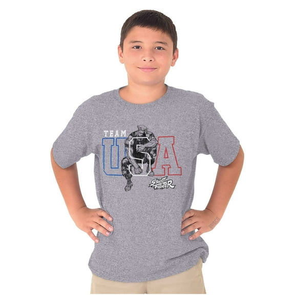 Street Fighter Team USA Video Game Crewneck T Shirts Boy Girl Teen Brisco Brands M