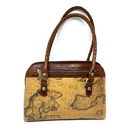 Patricia Nash Leather Calvi Satchel, European Map