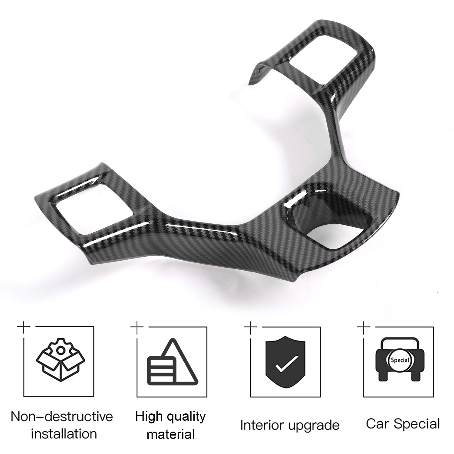 CheroCar Car Steering Wheel Cover Trim for Dodge RAM 2010-2017(Carbon Fiber Black)