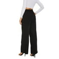 thumbnail image 3 of Women's Wide Leg High Waist Pants Loose Fit Back Elastic Waist Pleated Front Trousers for Work Casual, 3 of 4