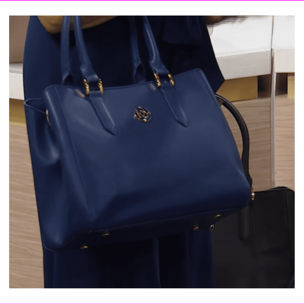 JOY Luxe Leather Lizard-Embossed City Collection Handbag with RFID French Blue